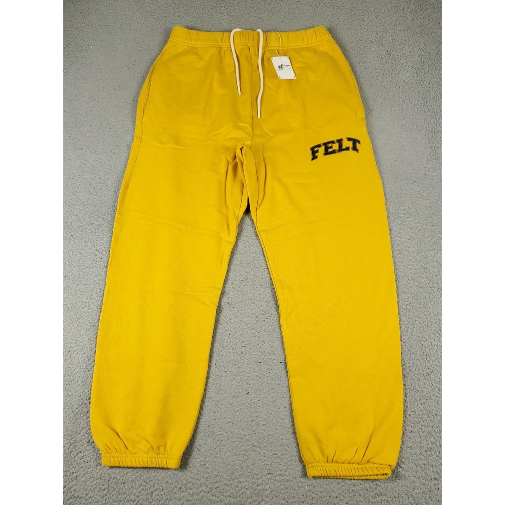 For Every Living Thing Pants Mens XL Yellow Felt Comber Terry Sweatpants Jogger